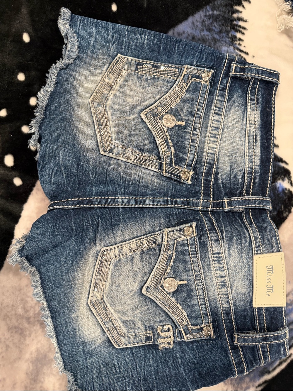 Miss Me Women's Distressed Denim Shorts - Blue